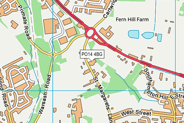 PO14 4BG map - OS VectorMap District (Ordnance Survey)