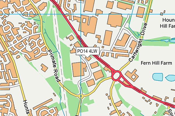 PO14 4LW map - OS VectorMap District (Ordnance Survey) PO14 4LW map - OS VectorMap District (Ordnance Survey)