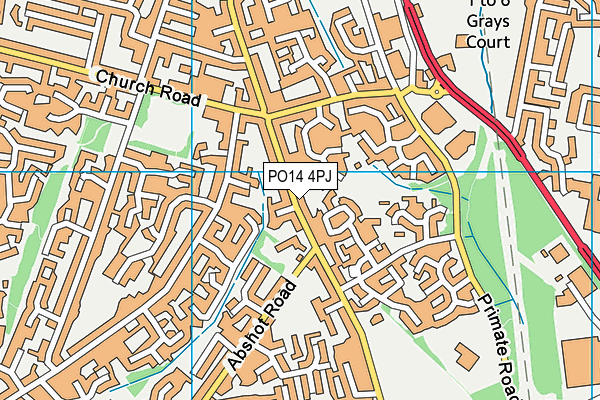 PO14 4PJ map - OS VectorMap District (Ordnance Survey)