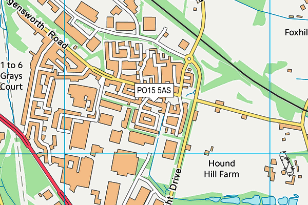 PO15 5AS map - OS VectorMap District (Ordnance Survey)