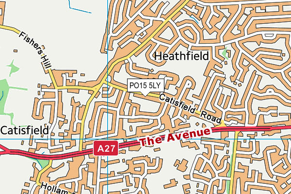 PO15 5LY map - OS VectorMap District (Ordnance Survey)
