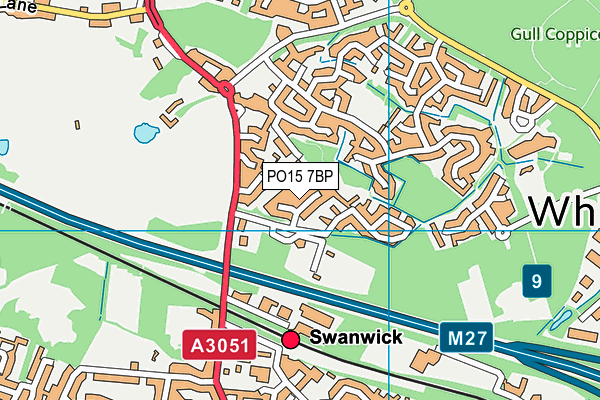 PO15 7BP map - OS VectorMap District (Ordnance Survey)