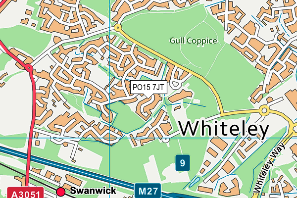 PO15 7JT map - OS VectorMap District (Ordnance Survey)