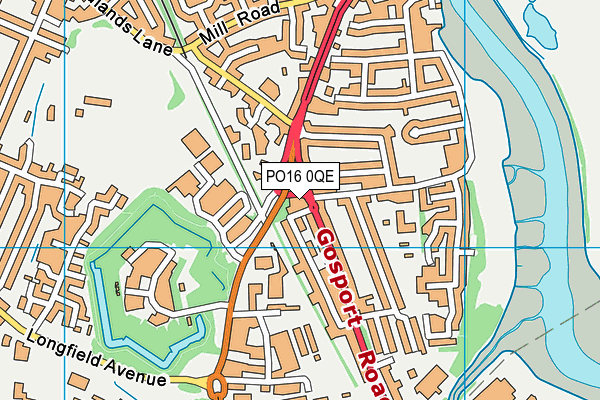 PO16 0QE map - OS VectorMap District (Ordnance Survey) PO16 0QE map - OS VectorMap District (Ordnance Survey)