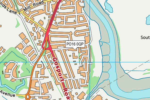 PO16 0QP map - OS VectorMap District (Ordnance Survey) PO16 0QP map - OS VectorMap District (Ordnance Survey)
