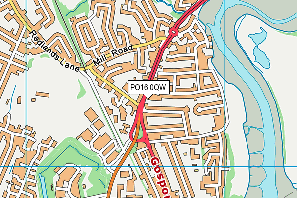 PO16 0QW map - OS VectorMap District (Ordnance Survey) PO16 0QW map - OS VectorMap District (Ordnance Survey)