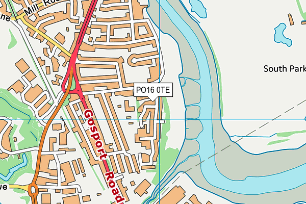 PO16 0TE map - OS VectorMap District (Ordnance Survey)