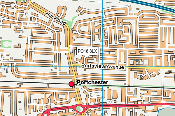 PO16 8LX map - OS VectorMap District (Ordnance Survey) PO16 8LX map - OS VectorMap District (Ordnance Survey)