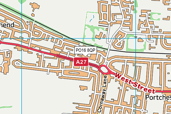 PO16 8QP map - OS VectorMap District (Ordnance Survey) PO16 8QP map - OS VectorMap District (Ordnance Survey)