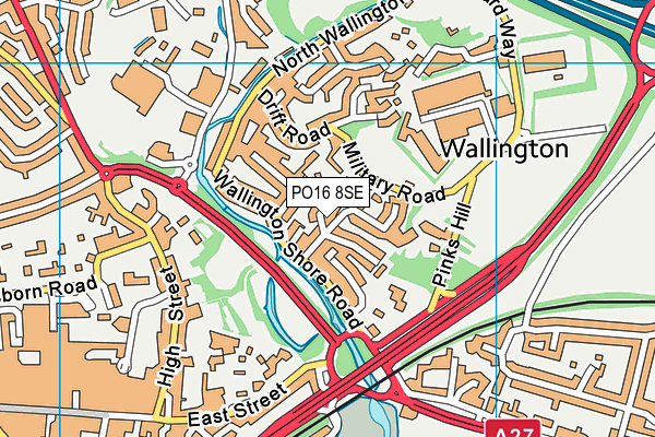 PO16 8SE map - OS VectorMap District (Ordnance Survey) PO16 8SE map - OS VectorMap District (Ordnance Survey)