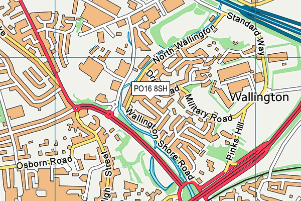 PO16 8SH map - OS VectorMap District (Ordnance Survey) PO16 8SH map - OS VectorMap District (Ordnance Survey)