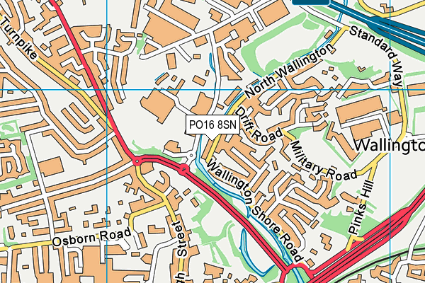 PO16 8SN map - OS VectorMap District (Ordnance Survey) PO16 8SN map - OS VectorMap District (Ordnance Survey)