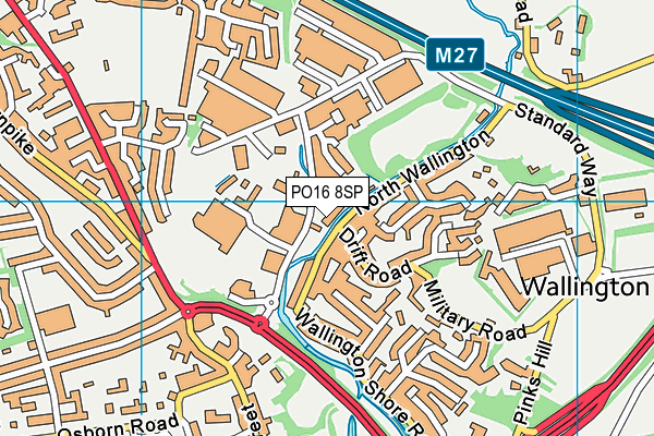 PO16 8SP map - OS VectorMap District (Ordnance Survey) PO16 8SP map - OS VectorMap District (Ordnance Survey)