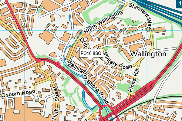 PO16 8SQ map - OS VectorMap District (Ordnance Survey)