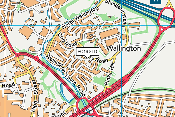 PO16 8TD map - OS VectorMap District (Ordnance Survey) PO16 8TD map - OS VectorMap District (Ordnance Survey)