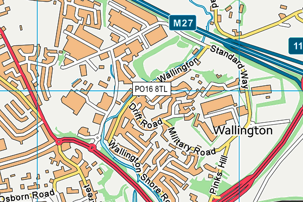 PO16 8TL map - OS VectorMap District (Ordnance Survey) PO16 8TL map - OS VectorMap District (Ordnance Survey)