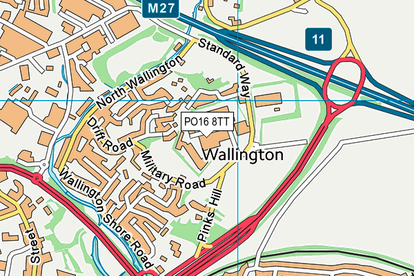 PO16 8TT map - OS VectorMap District (Ordnance Survey) PO16 8TT map - OS VectorMap District (Ordnance Survey)