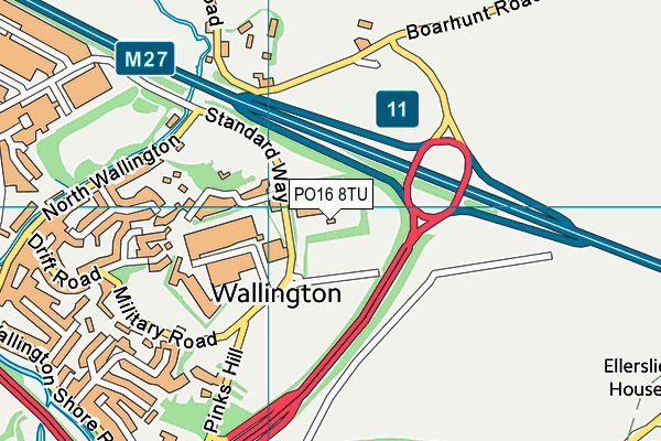 PO16 8TU map - OS VectorMap District (Ordnance Survey) PO16 8TU map - OS VectorMap District (Ordnance Survey)