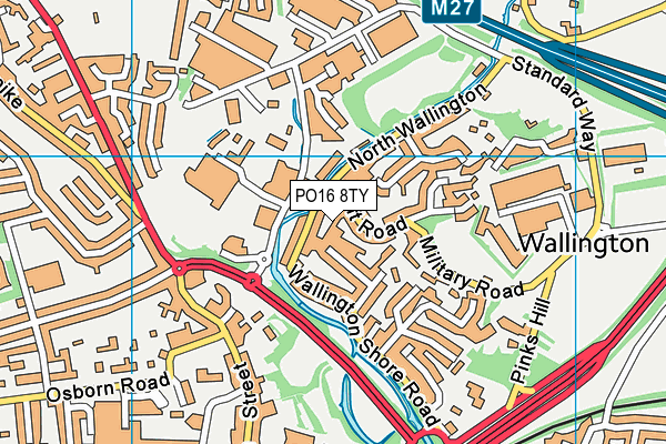 PO16 8TY map - OS VectorMap District (Ordnance Survey) PO16 8TY map - OS VectorMap District (Ordnance Survey)
