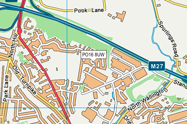 PO16 8UW map - OS VectorMap District (Ordnance Survey)