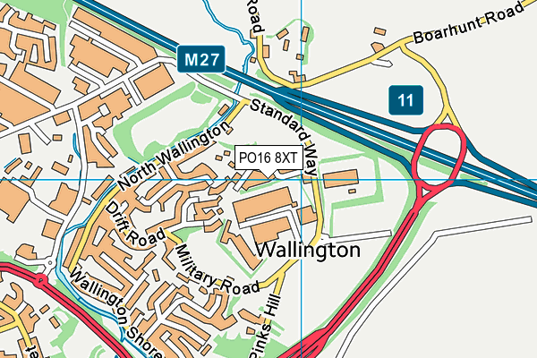 PO16 8XT map - OS VectorMap District (Ordnance Survey) PO16 8XT map - OS VectorMap District (Ordnance Survey)