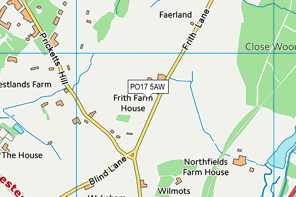 PO17 5AW map - OS VectorMap District (Ordnance Survey) PO17 5AW map - OS VectorMap District (Ordnance Survey)