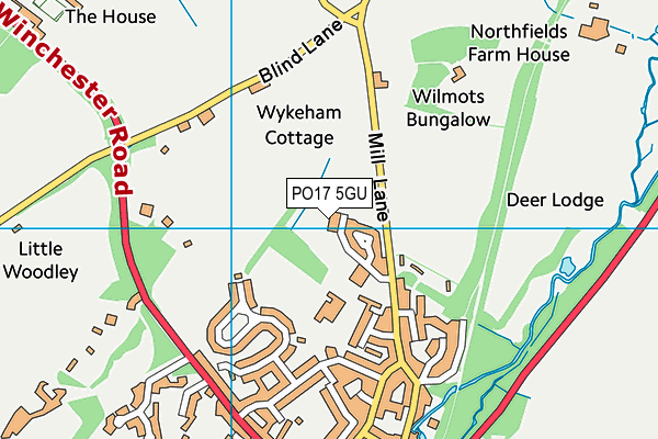 PO17 5GU map - OS VectorMap District (Ordnance Survey) PO17 5GU map - OS VectorMap District (Ordnance Survey)
