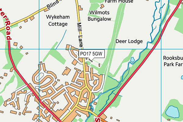 PO17 5GW map - OS VectorMap District (Ordnance Survey) PO17 5GW map - OS VectorMap District (Ordnance Survey)