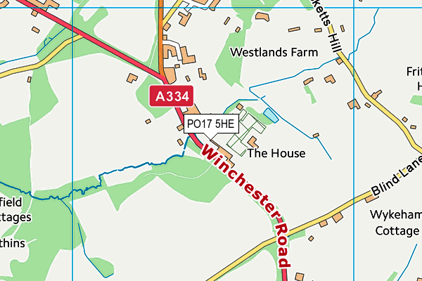 PO17 5HE map - OS VectorMap District (Ordnance Survey) PO17 5HE map - OS VectorMap District (Ordnance Survey)