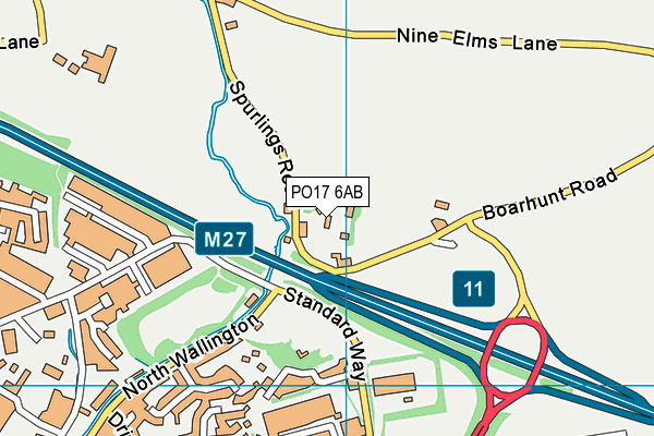 PO17 6AB map - OS VectorMap District (Ordnance Survey) PO17 6AB map - OS VectorMap District (Ordnance Survey)
