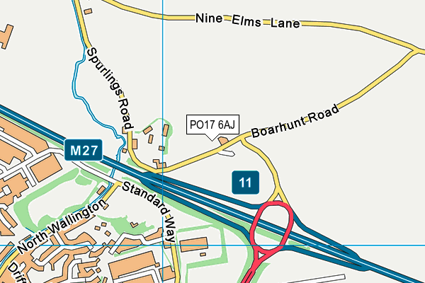 PO17 6AJ map - OS VectorMap District (Ordnance Survey) PO17 6AJ map - OS VectorMap District (Ordnance Survey)