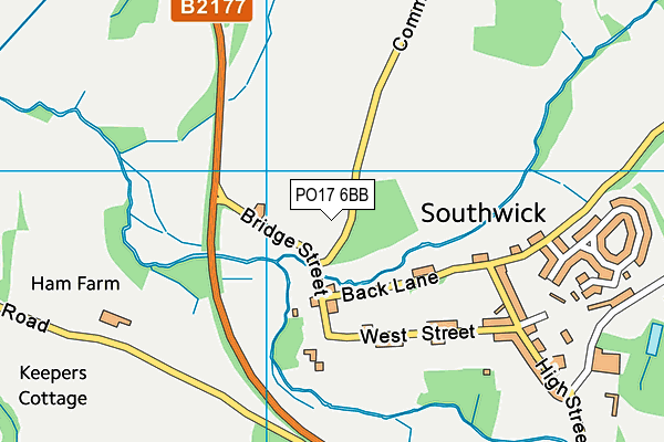 PO17 6BB map - OS VectorMap District (Ordnance Survey) PO17 6BB map - OS VectorMap District (Ordnance Survey)
