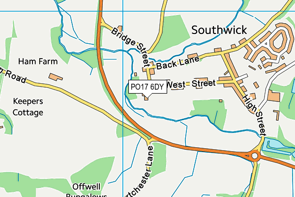 PO17 6DY map - OS VectorMap District (Ordnance Survey) PO17 6DY map - OS VectorMap District (Ordnance Survey)