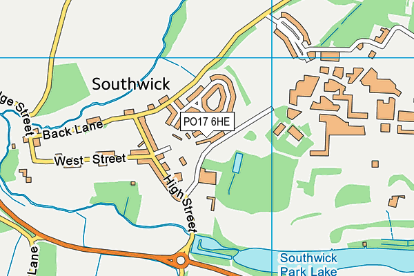 PO17 6HE map - OS VectorMap District (Ordnance Survey) PO17 6HE map - OS VectorMap District (Ordnance Survey)