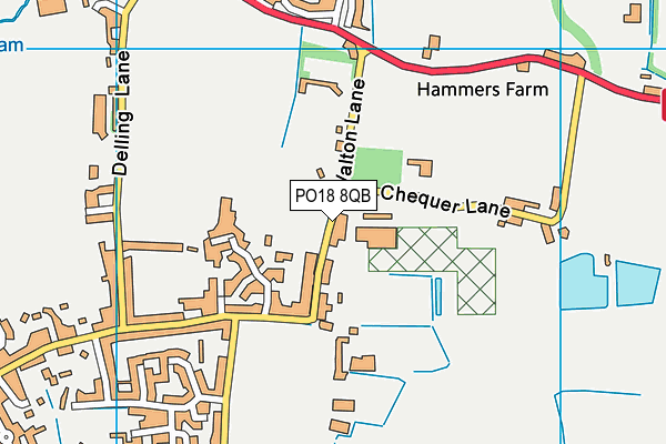 PO18 8QB map - OS VectorMap District (Ordnance Survey) PO18 8QB map - OS VectorMap District (Ordnance Survey)
