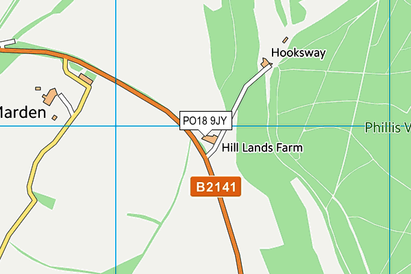 PO18 9JY map - OS VectorMap District (Ordnance Survey) PO18 9JY map - OS VectorMap District (Ordnance Survey)