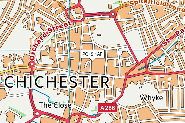 PO19 1AF map - OS VectorMap District (Ordnance Survey)