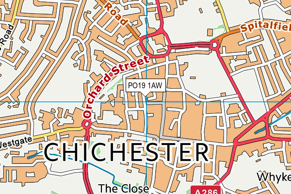 PO19 1AW map - OS VectorMap District (Ordnance Survey) PO19 1AW map - OS VectorMap District (Ordnance Survey)