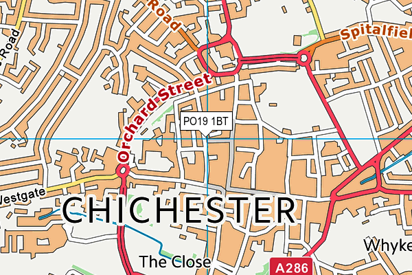 PO19 1BT map - OS VectorMap District (Ordnance Survey)