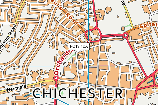 PO19 1DA map - OS VectorMap District (Ordnance Survey)