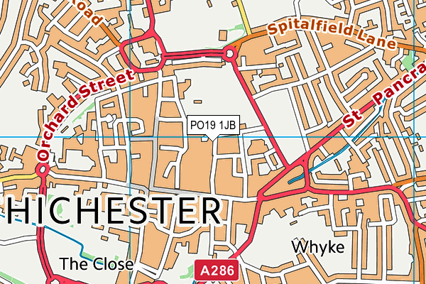 PO19 1JB map - OS VectorMap District (Ordnance Survey) PO19 1JB map - OS VectorMap District (Ordnance Survey)