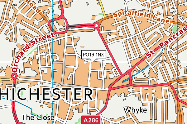 PO19 1NX map - OS VectorMap District (Ordnance Survey) PO19 1NX map - OS VectorMap District (Ordnance Survey)