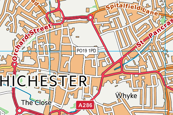 PO19 1PD map - OS VectorMap District (Ordnance Survey)