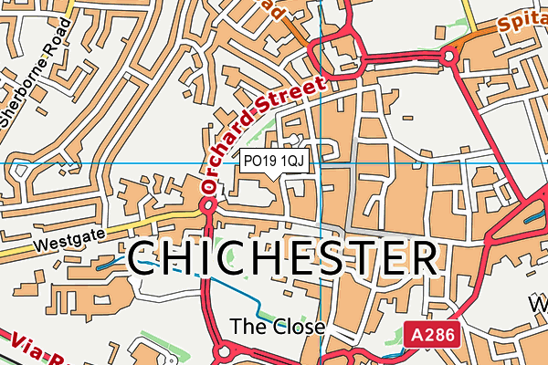 PO19 1QJ map - OS VectorMap District (Ordnance Survey) PO19 1QJ map - OS VectorMap District (Ordnance Survey)