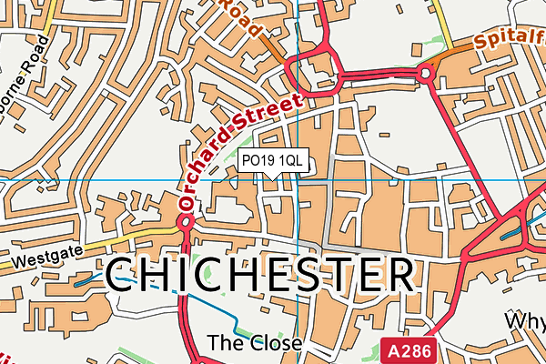 PO19 1QL map - OS VectorMap District (Ordnance Survey)