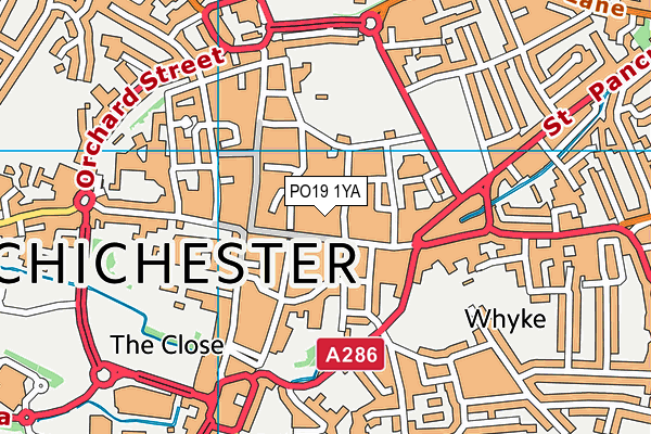 PO19 1YA map - OS VectorMap District (Ordnance Survey)