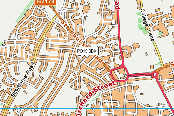 PO19 3BX map - OS VectorMap District (Ordnance Survey) PO19 3BX map - OS VectorMap District (Ordnance Survey)