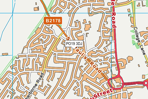 PO19 3DJ map - OS VectorMap District (Ordnance Survey) PO19 3DJ map - OS VectorMap District (Ordnance Survey)