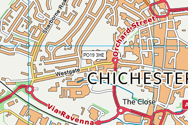 PO19 3HE map - OS VectorMap District (Ordnance Survey)