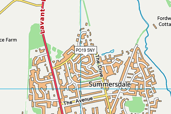 PO19 5NY map - OS VectorMap District (Ordnance Survey) PO19 5NY map - OS VectorMap District (Ordnance Survey)